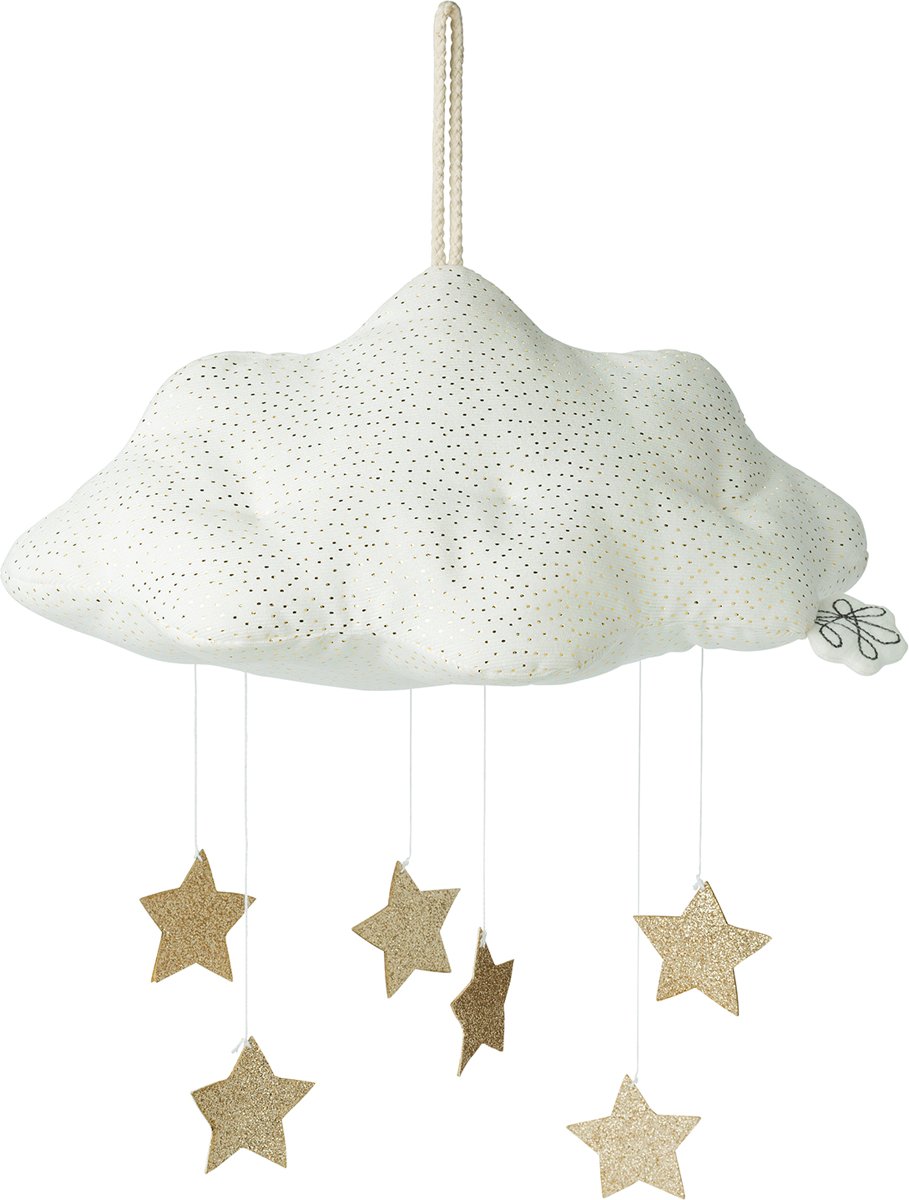 Picca LouLou wolk corduroy wit met gouden sterren - 34 cm - 13