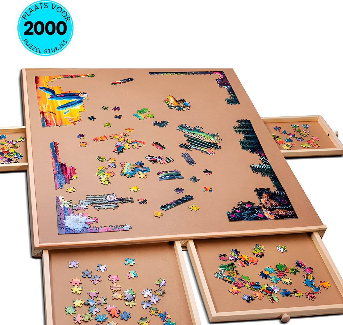   Puzzelbord met 6 Lades - 2000 Stukjes - Puzzeltafel met Opbergsysteem - 105 x 76 cm -   - Portapuzzle - Puzzelplaat - Puzzelplank