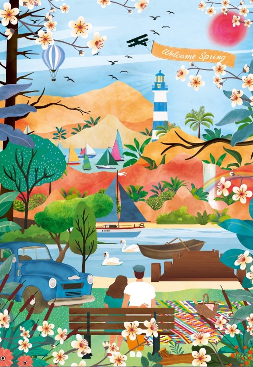 Pieces & Peace legpuzzel Welcome Spring 1000 stukjes kleurrijk.