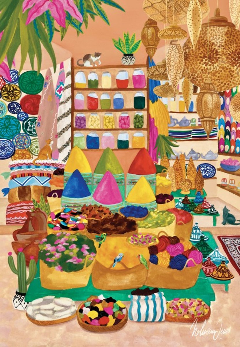 Pieces & Peace puzzel Gewürzmarkt - kleurrijke legpuzzel 1000 stukjes.