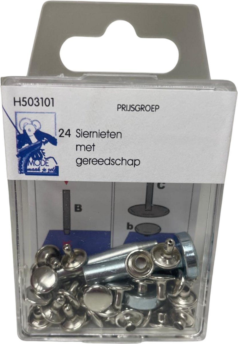 Pierre Mouton - Sernieten - Knopen - Druknopen - Jeansknopen - 24stuks - Met gereedschap - Zilver