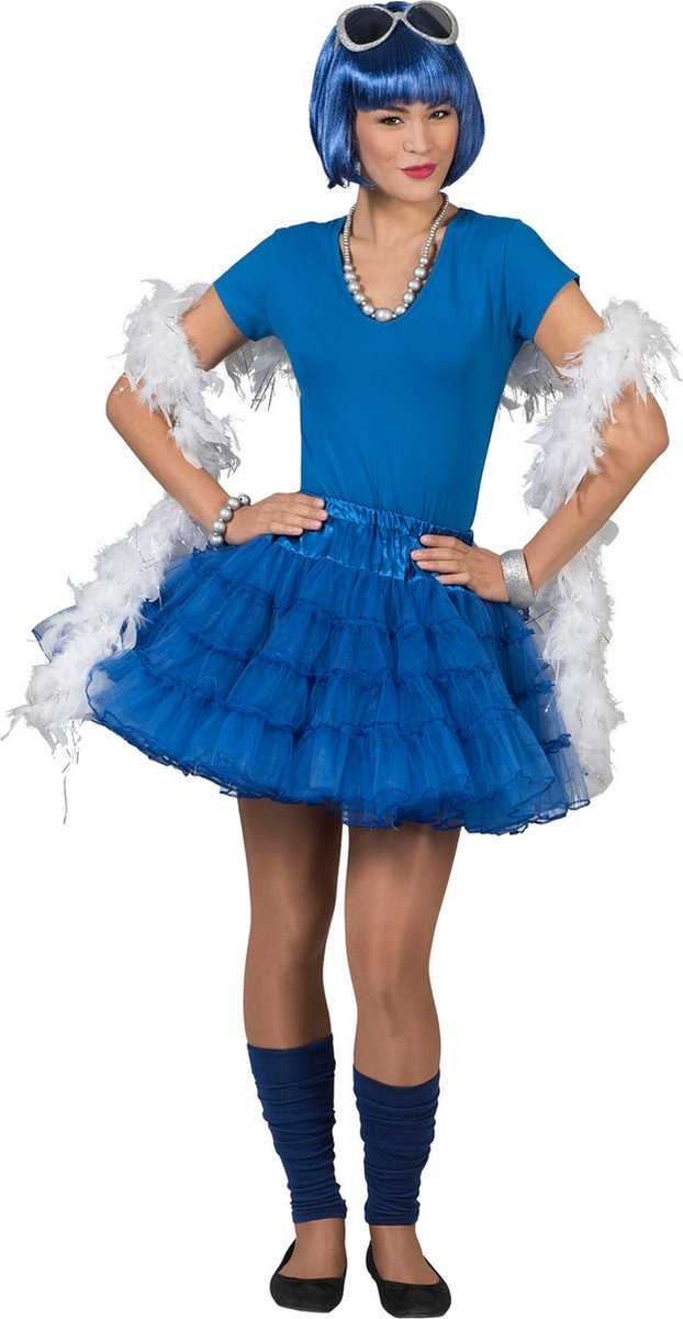 Pierros - Dans & Entertainment Kostuum - Fleurige Blauwe Petticoat Karina - Vrouw - blauw - One Size - Carnavalskleding - Verkleedkleding