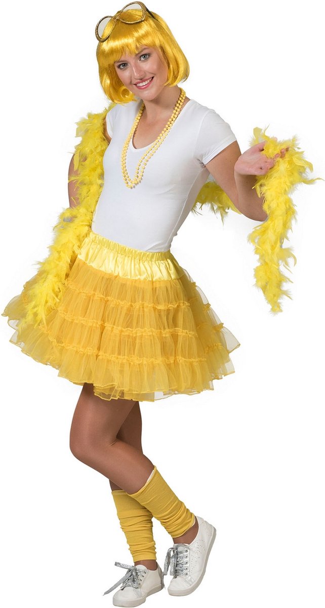 Pierros - Dans & Entertainment Kostuum - Fleurige Gele Petticoat Karina - Vrouw - geel - One Size - Carnavalskleding - Verkleedkleding