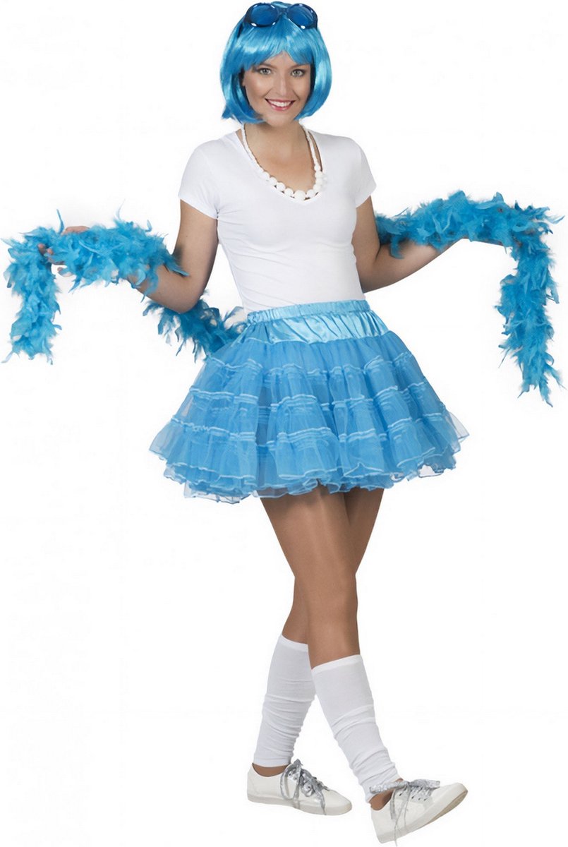Pierros - Dans & Entertainment Kostuum - Fleurige Turkoois Petticoat Karina - Vrouw - blauw - One Size - Carnavalskleding - Verkleedkleding