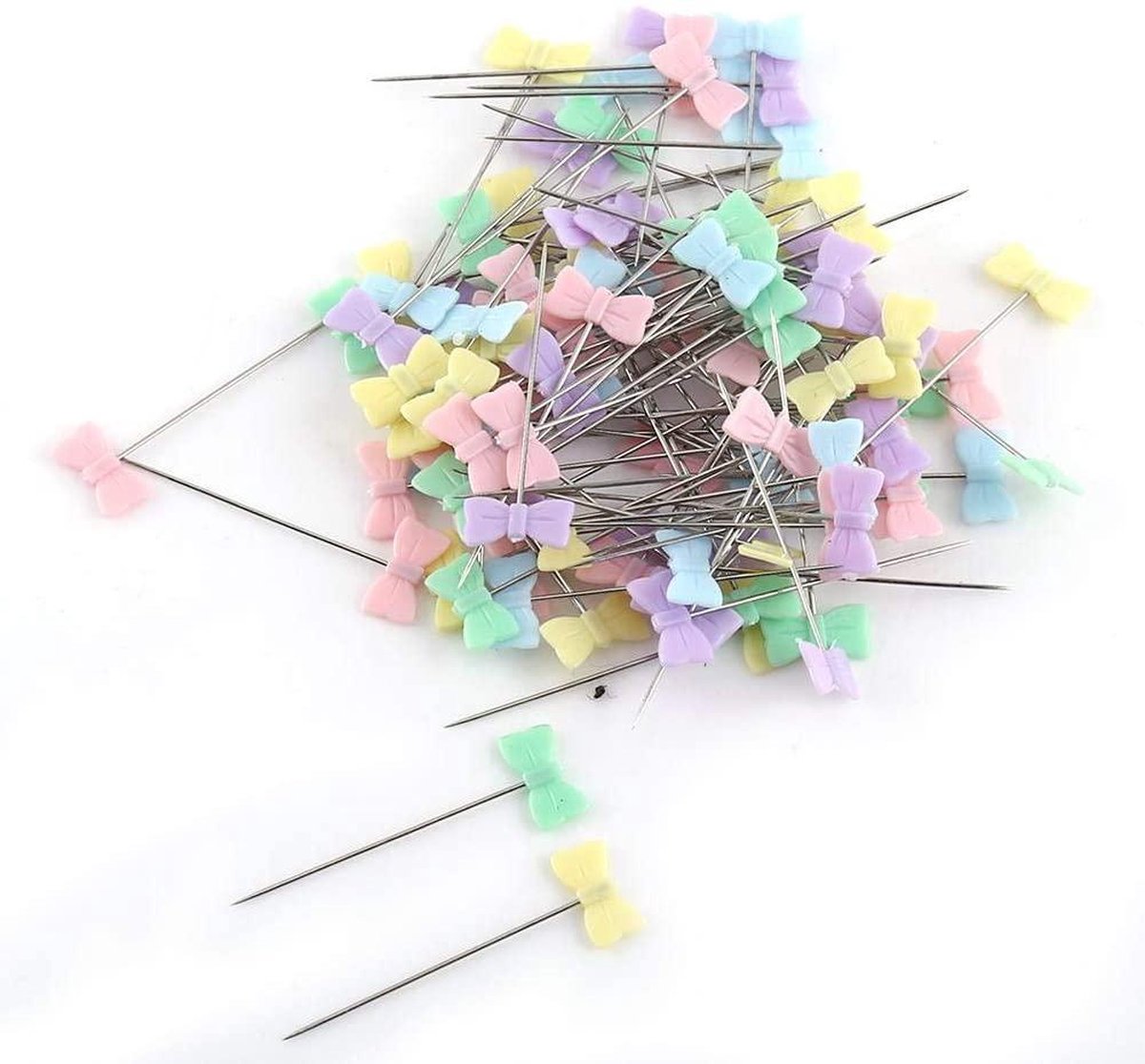   - 100 stuks spelden, kopspelden voor doe-het-zelf, naainaalden glazen, naaien, quilten, knutselen, kleermakers - Vlinderstrikje Stijl