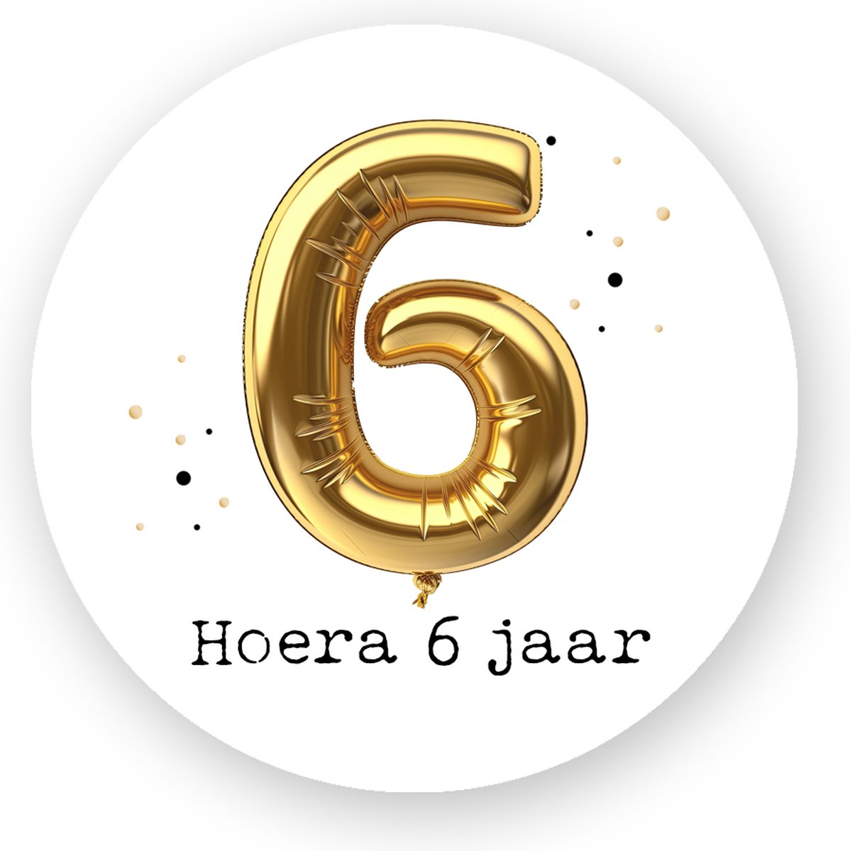 25x Traktatie stickers Folieballon 6 Jaar - Verjaardag stickers - Gold - Folie Ballon - Sluitstickers - Kinderfeest Traktatie - Uitdelen - Uitdeeltraktatie - Traktatiestickers Pimp Studio