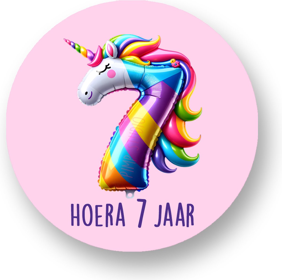 25x Traktatiestickers Folieballon 7 Jaar - Verjaardag stickers - Unicorn - Folie Ballon - Sluitstickers - Kinderfeest Traktatie - Uitdelen - Uitdeeltraktatie - Traktatiestickers Pimp Studio