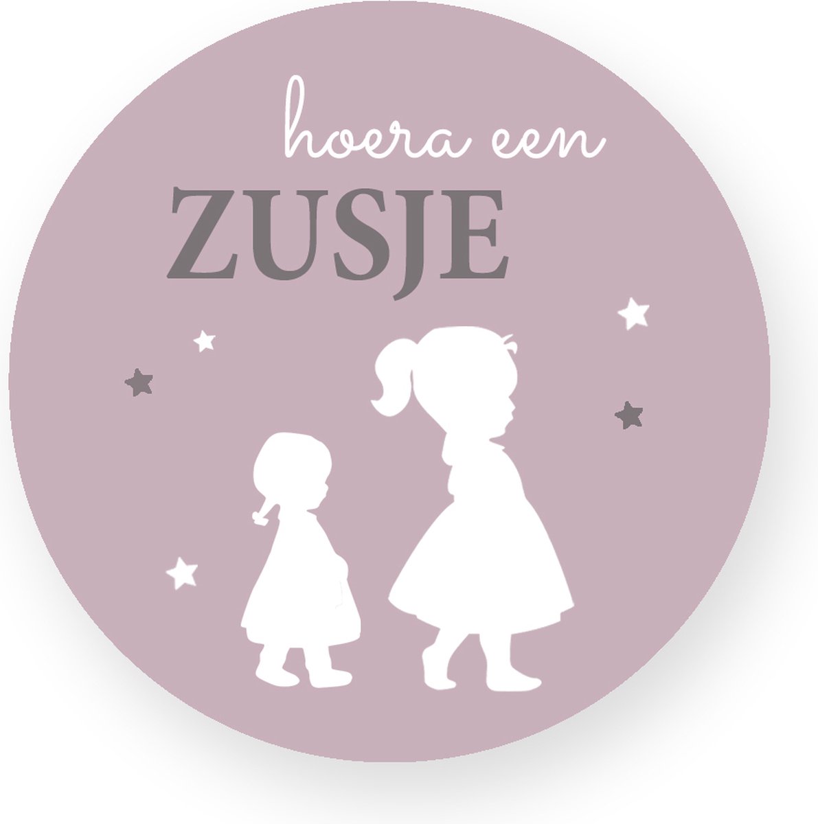 Sluitsticker -Sluitzegel - Hoera een zusje silhouette - Sluistickers Pimp Studio