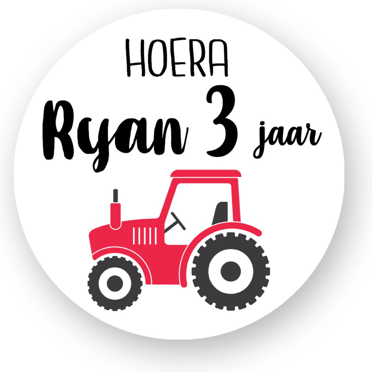 Traktatie Stickers Met Naam en Leeftijd - Tractor Rood - Gepersonaliseerd - Sluitstickers - Kinderfeest Traktatie - Uitdelen - Uitdeeltraktatie - Traktatiestickers Pimp Studio