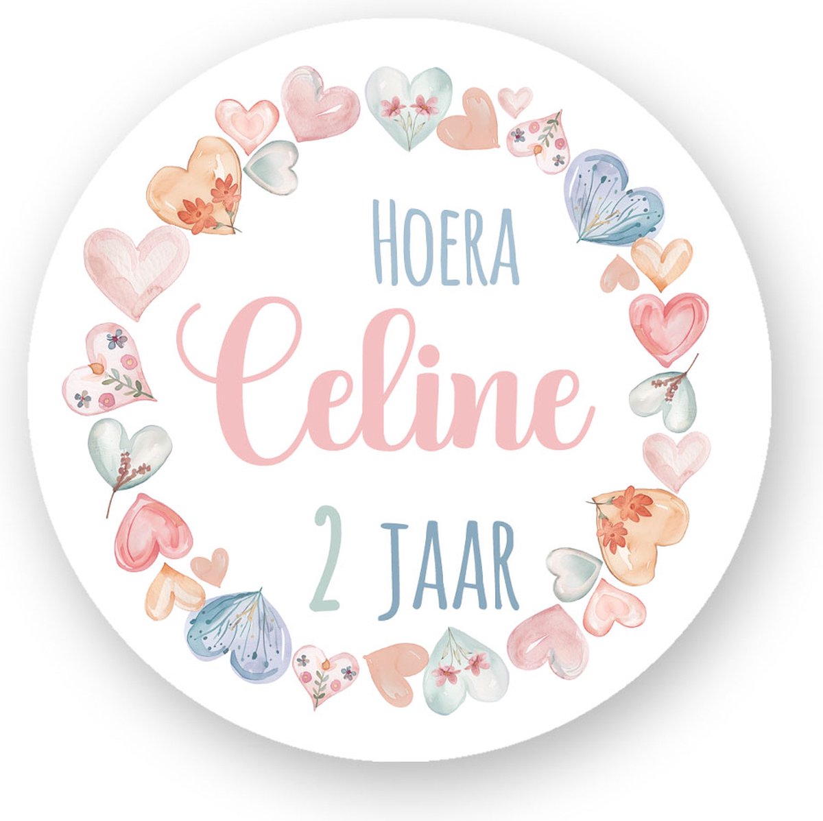 Traktatie Stickers Met Naam en Leeftijd - hartjes krans* - Gepersonaliseerd - Sluitstickers - Kinderfeest Traktatie - Uitdelen - Uitdeeltraktatie - Traktatiestickers Pimp Studio