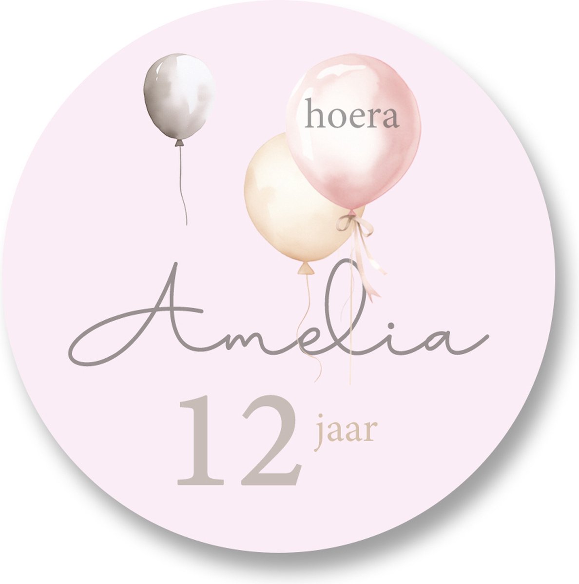 Traktatie Stickers Met Naam en Leeftijd -Ballonnen Pastel- Gepersonaliseerd - Sluitstickers - Kinderfeest Traktatie - Uitdelen - Uitdeeltraktatie - Traktatiestickers Pimp Studio
