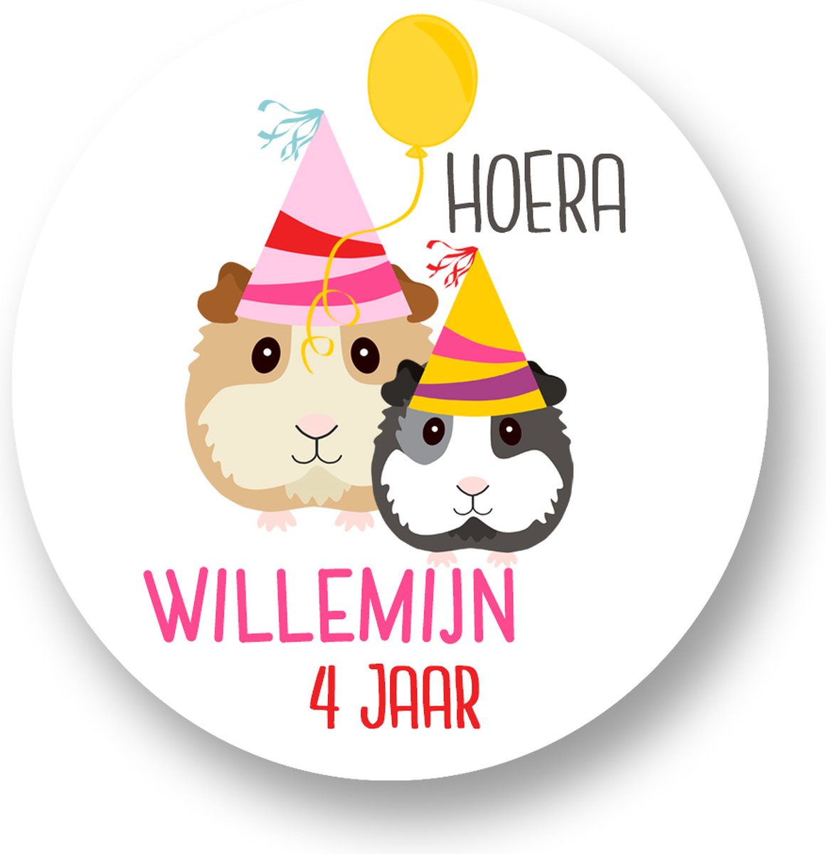 Traktatie stickers met naam - Cavia Vriendjes