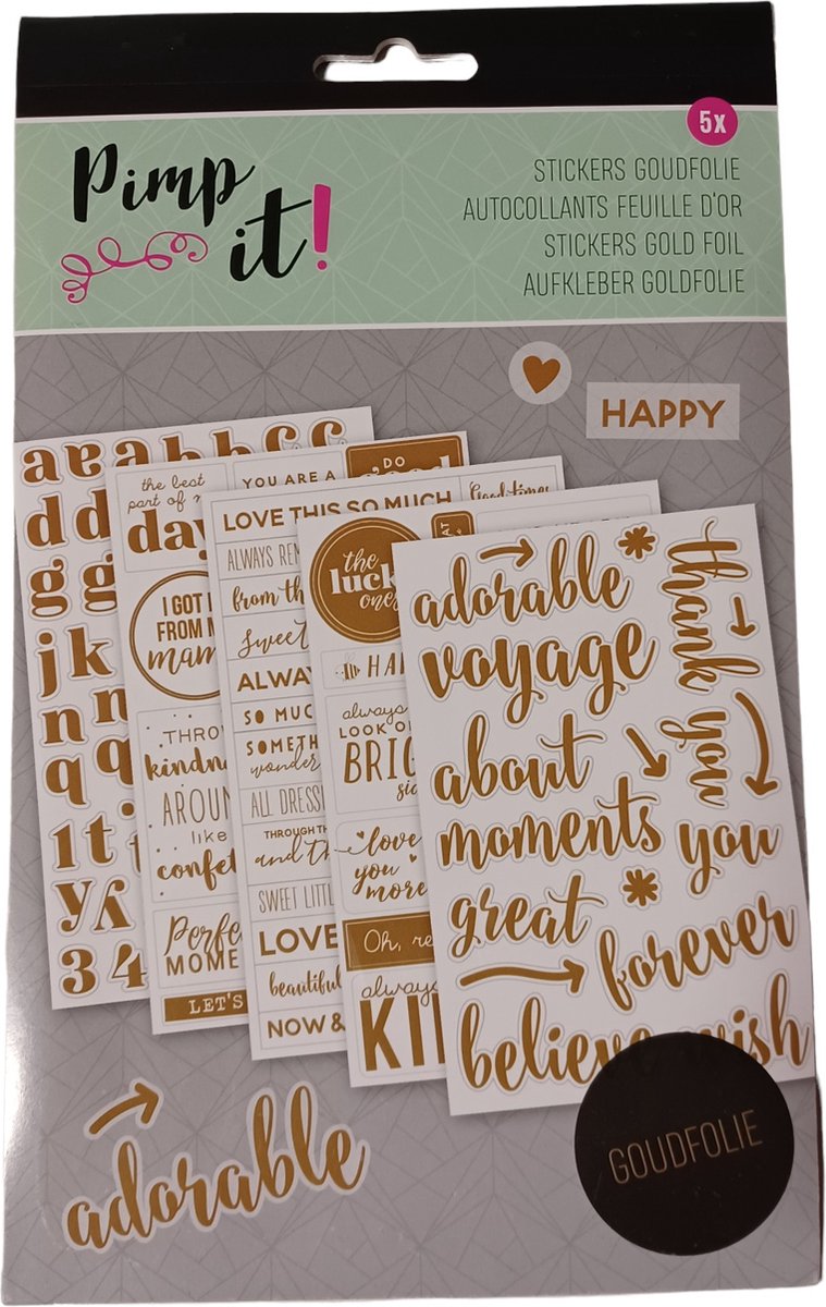 Sticker boekje - Pimp It - goudkleurig - feest - festival - knutsel