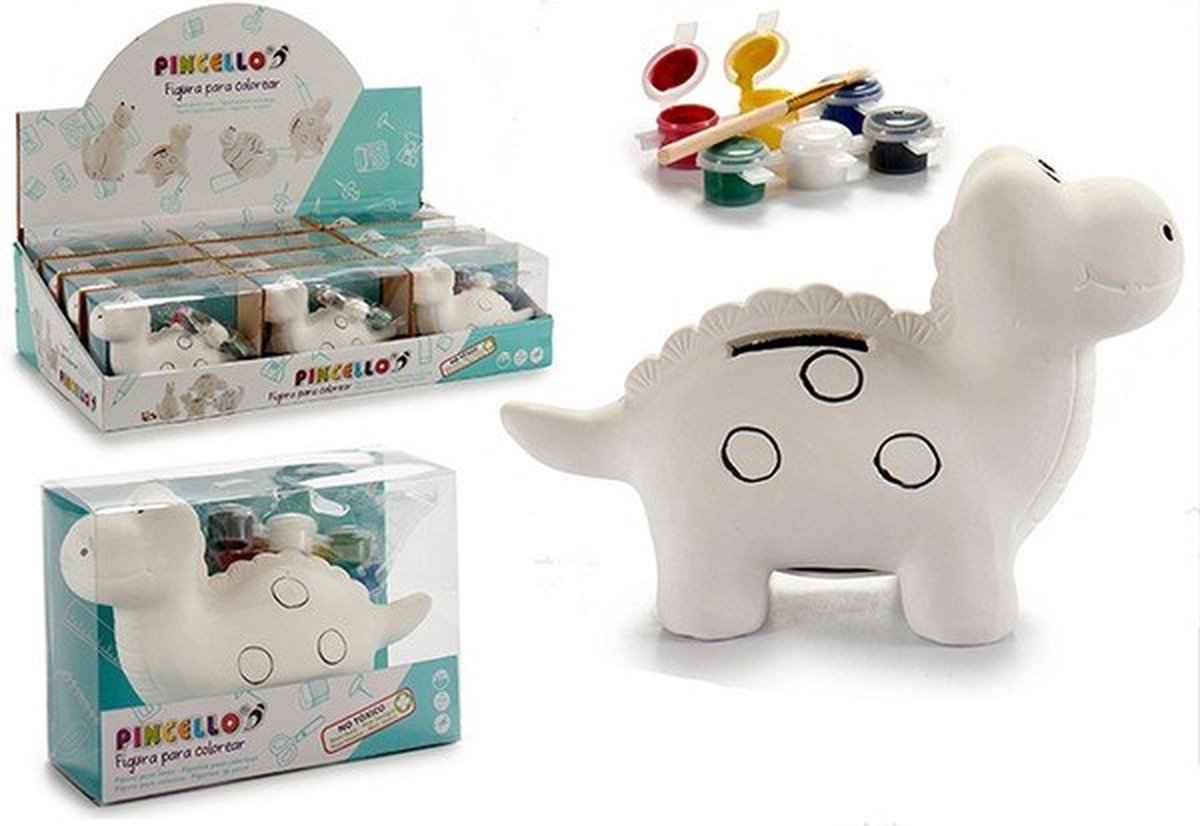 Pincello - Dino Spaarpot - beschilderbaar - incl. verf en kwast - schilderen - knutselen