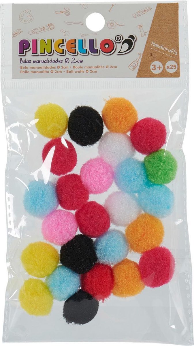 Pincello Pompoms 2 Cm Textiel 25 Stuks
