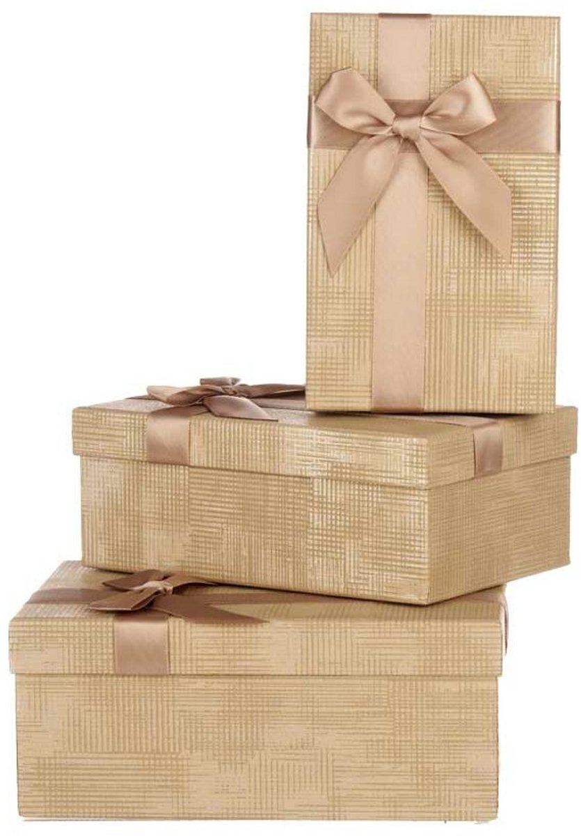 Set decoratieve dozen Pincello 139 Beige Karton Strepen Lasso 3 Onderdelen