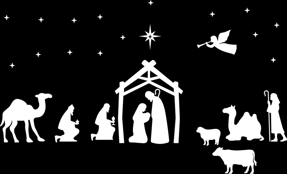   herbruikbare raamstickers kerststal wit