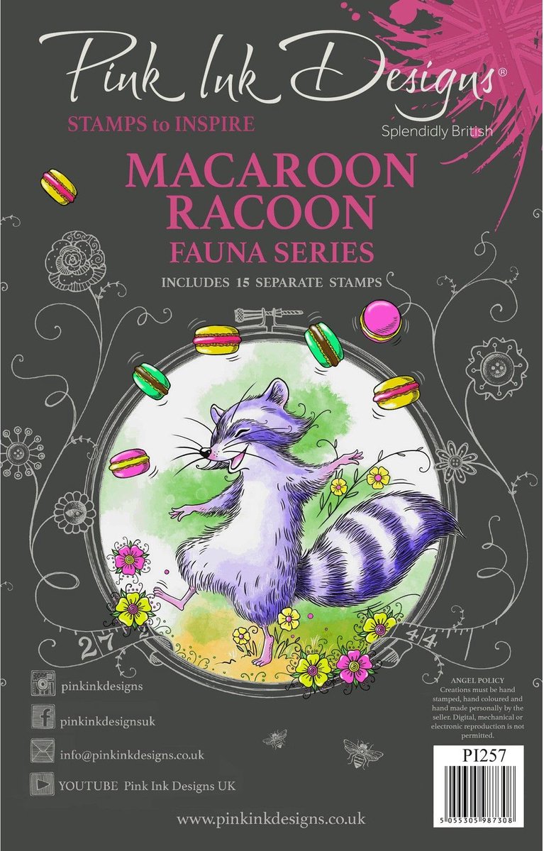 Pink Ink Designs • Fauna Series Clear Stamp Set Macaroon Racoon