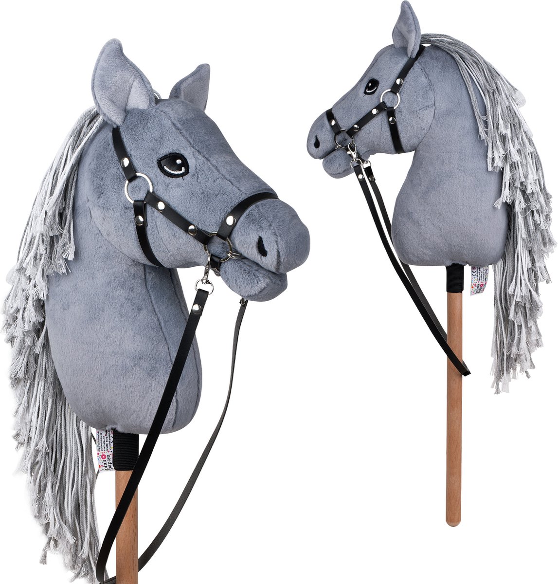 Pink Papaya Hobby Paard, met halster en trens, stokpaardje voor hobby horsing, paard om op te rijden voor kinderen