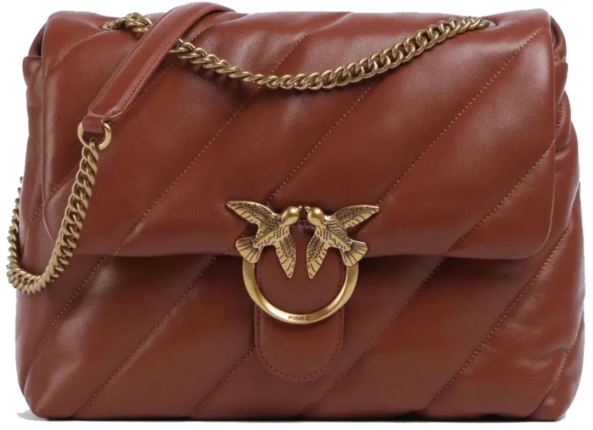 Pinko Love Puff Big Schoudertassen Dames - Bruin - Maat ONESIZE