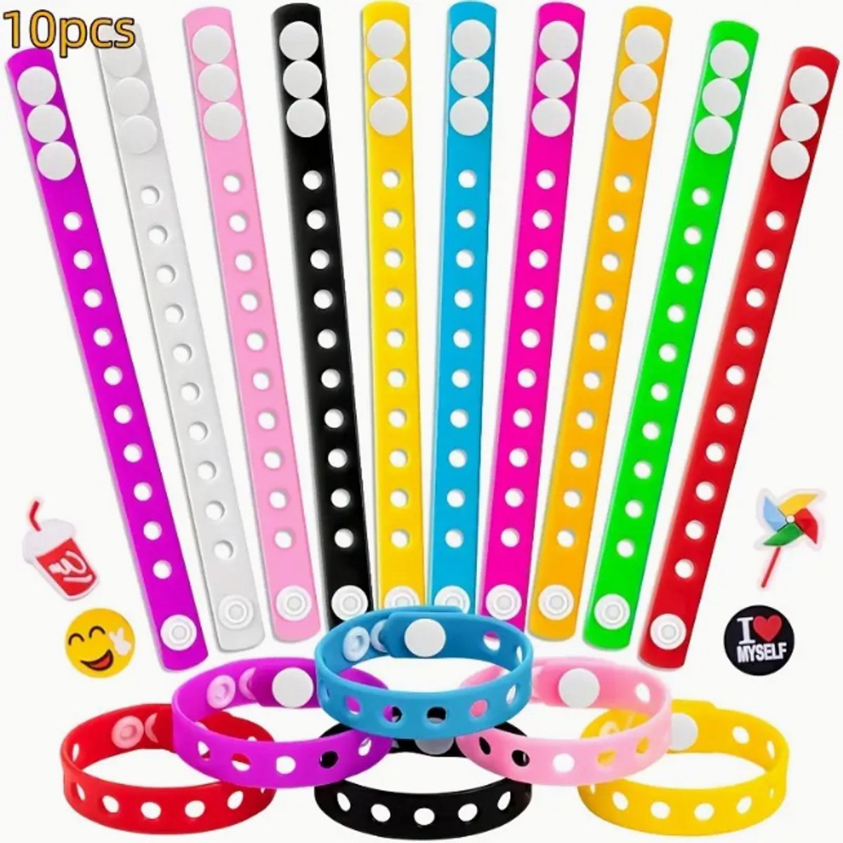 Pins armbanden 10 stuks - schoenbedel armbanden - charms armbanden - pins - ook geschikt voor crocs