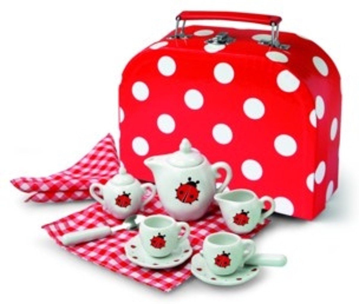 Theeset porselein lieveheersbeestje