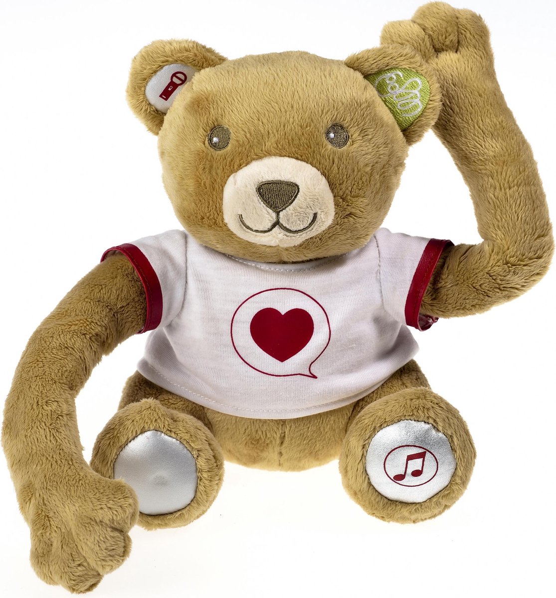 Pluche beer Pioupiou met voicerecorder 20 cm