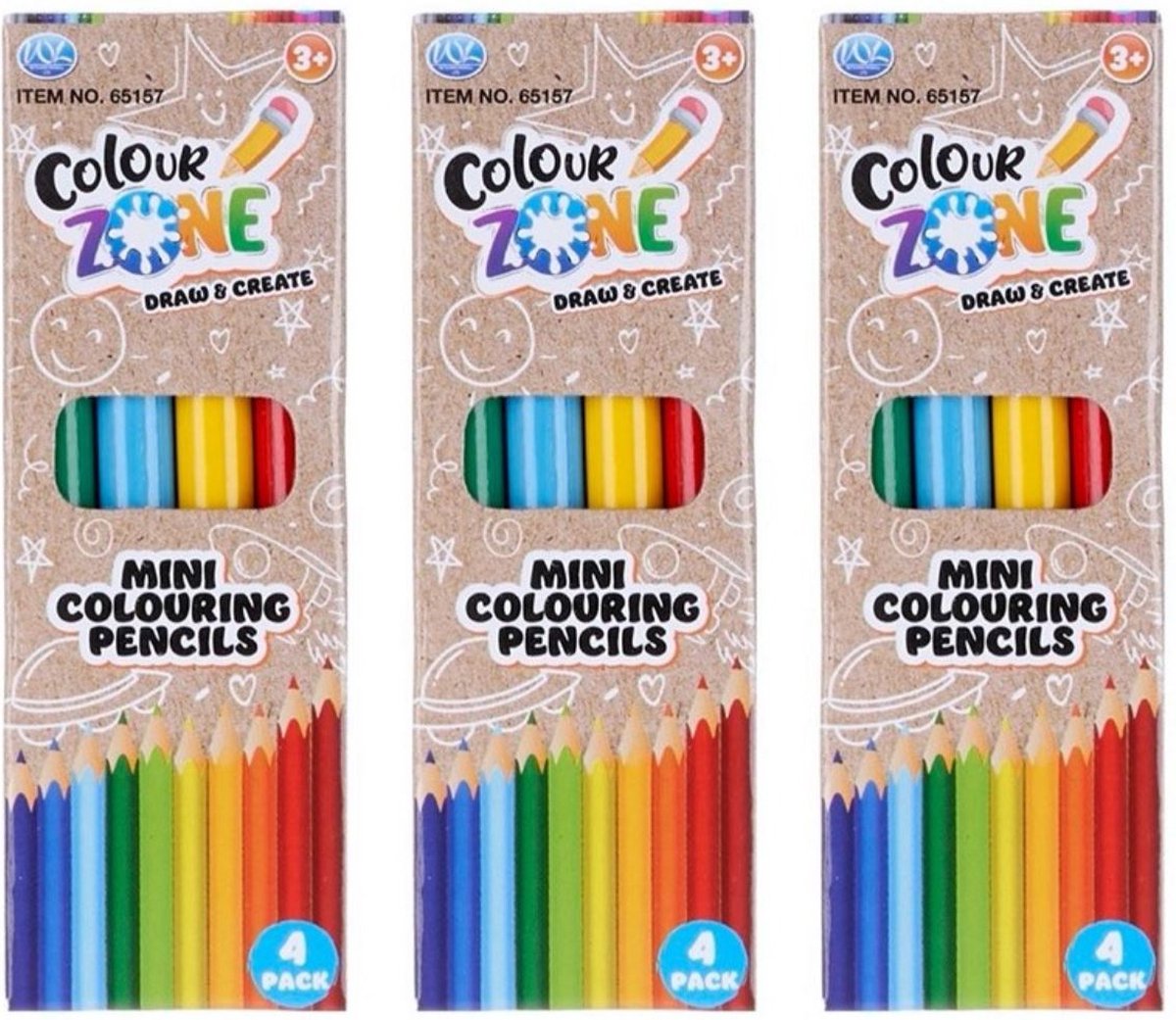 10 setjes mini kleurpotloodjes 3x9 cm - uitdeelcadeautjes