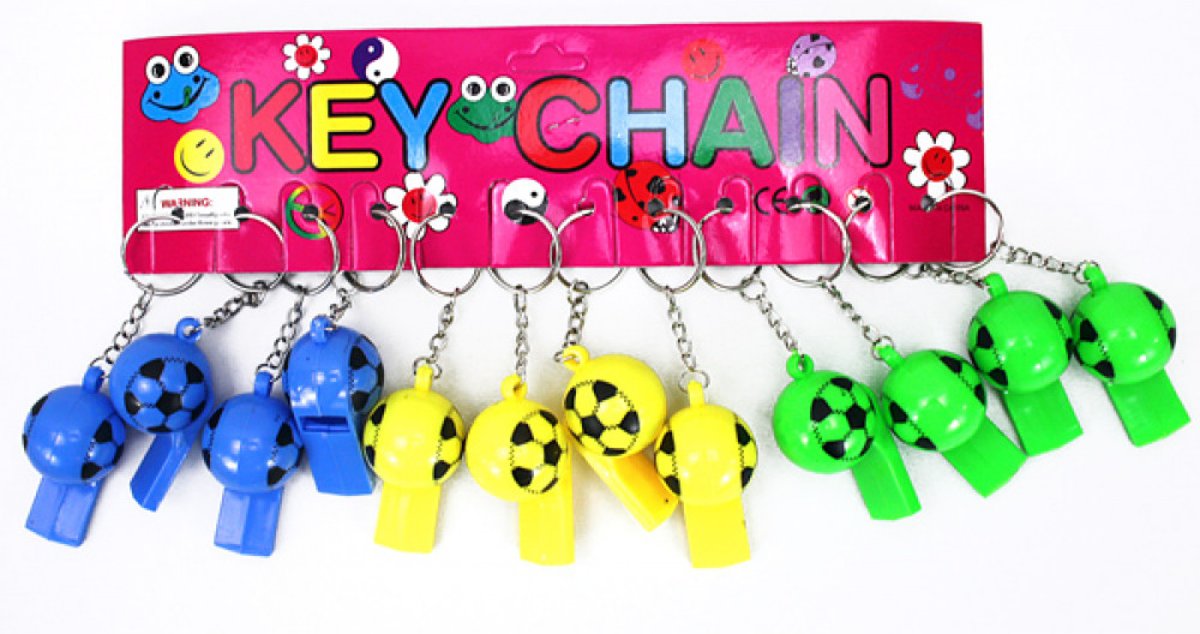 12 stuks sleutelhanger voetbalfluitje - uitdeelcadeautjes