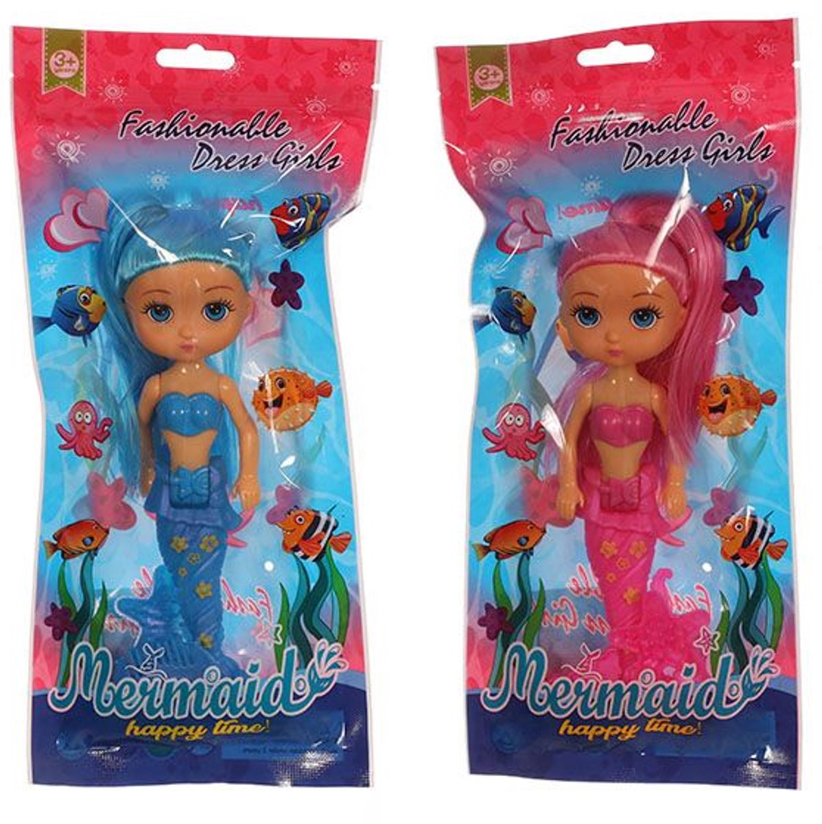 2 stuks zeemeermin - 2 verschilllende kleuren met accessories