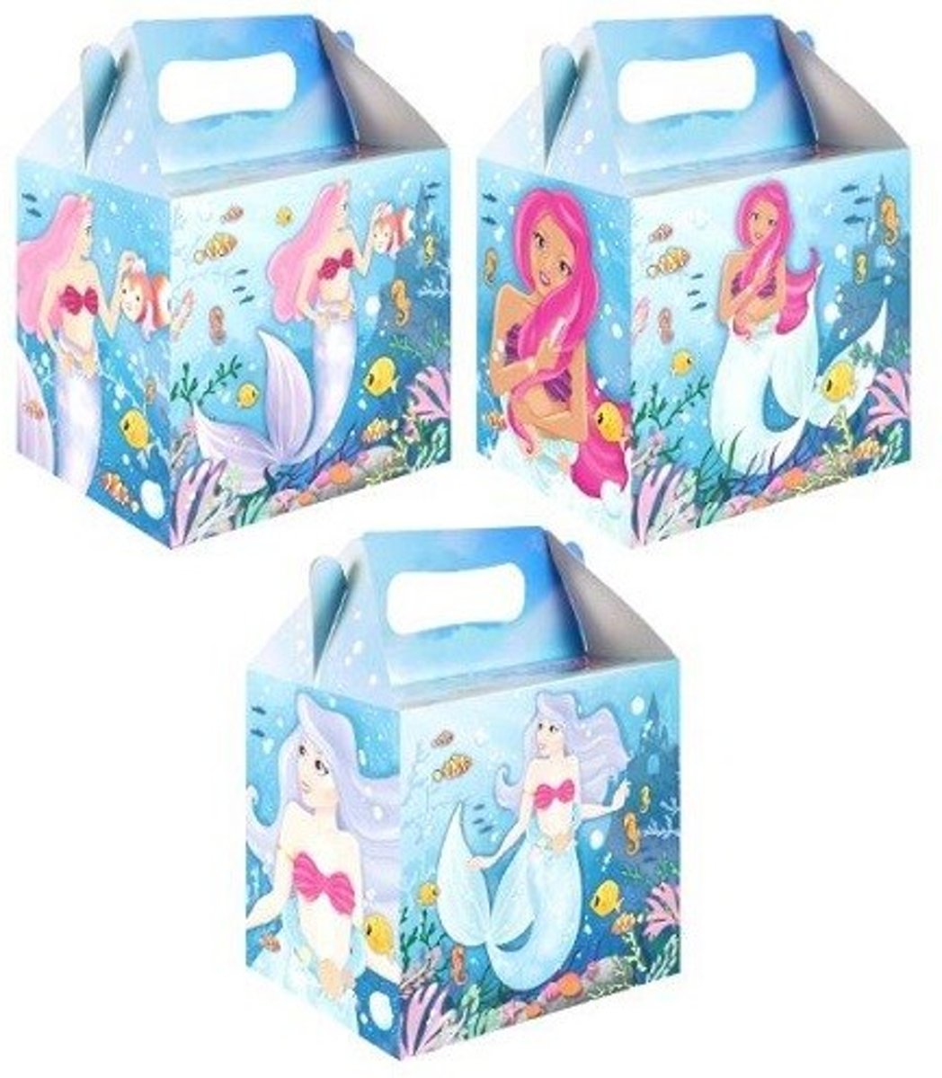 6 stuks menubox zeemeermin 14 x 9.5 x 18 Cm