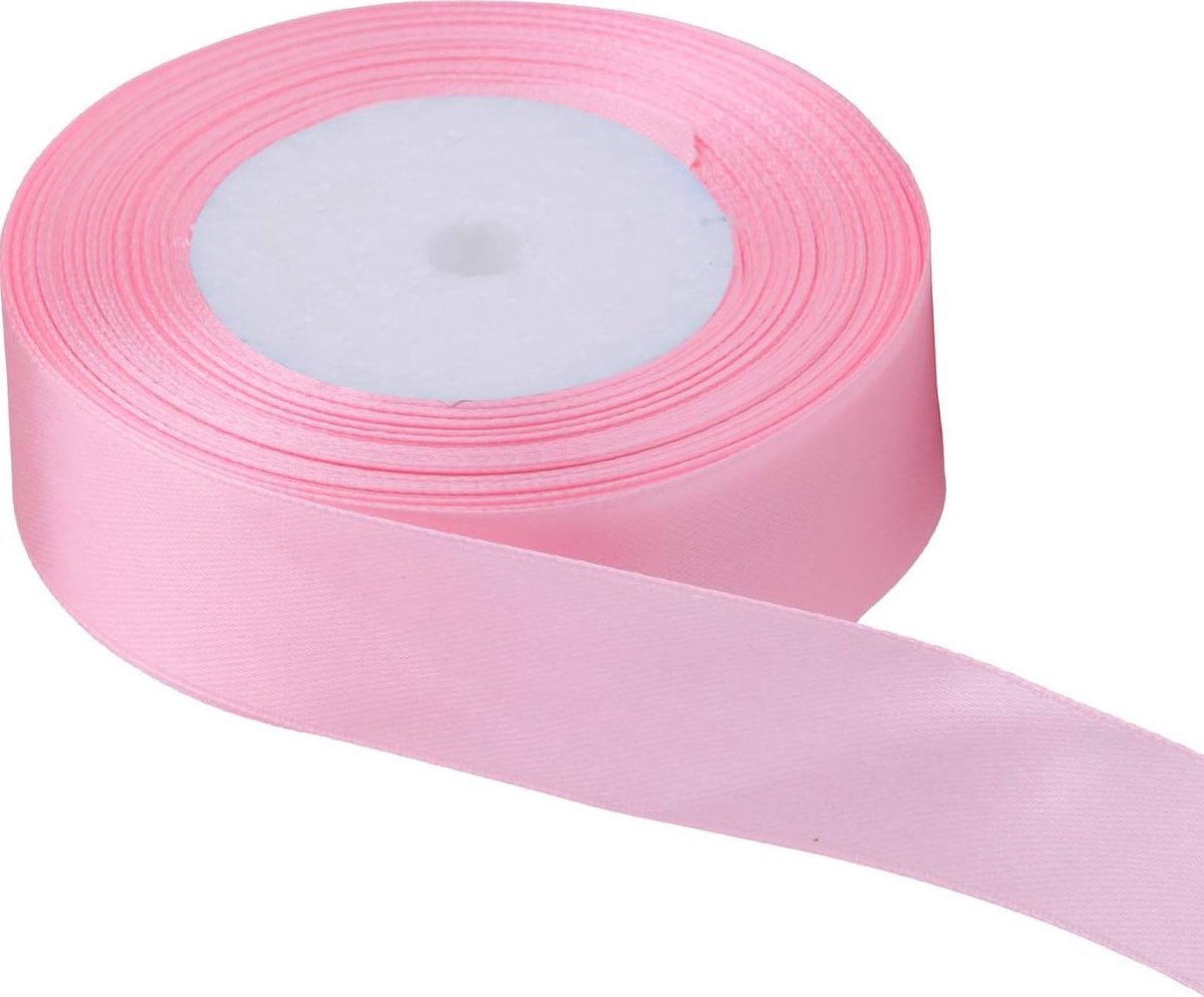 Satijnlint baby roze 22 meter x 1.2 cm