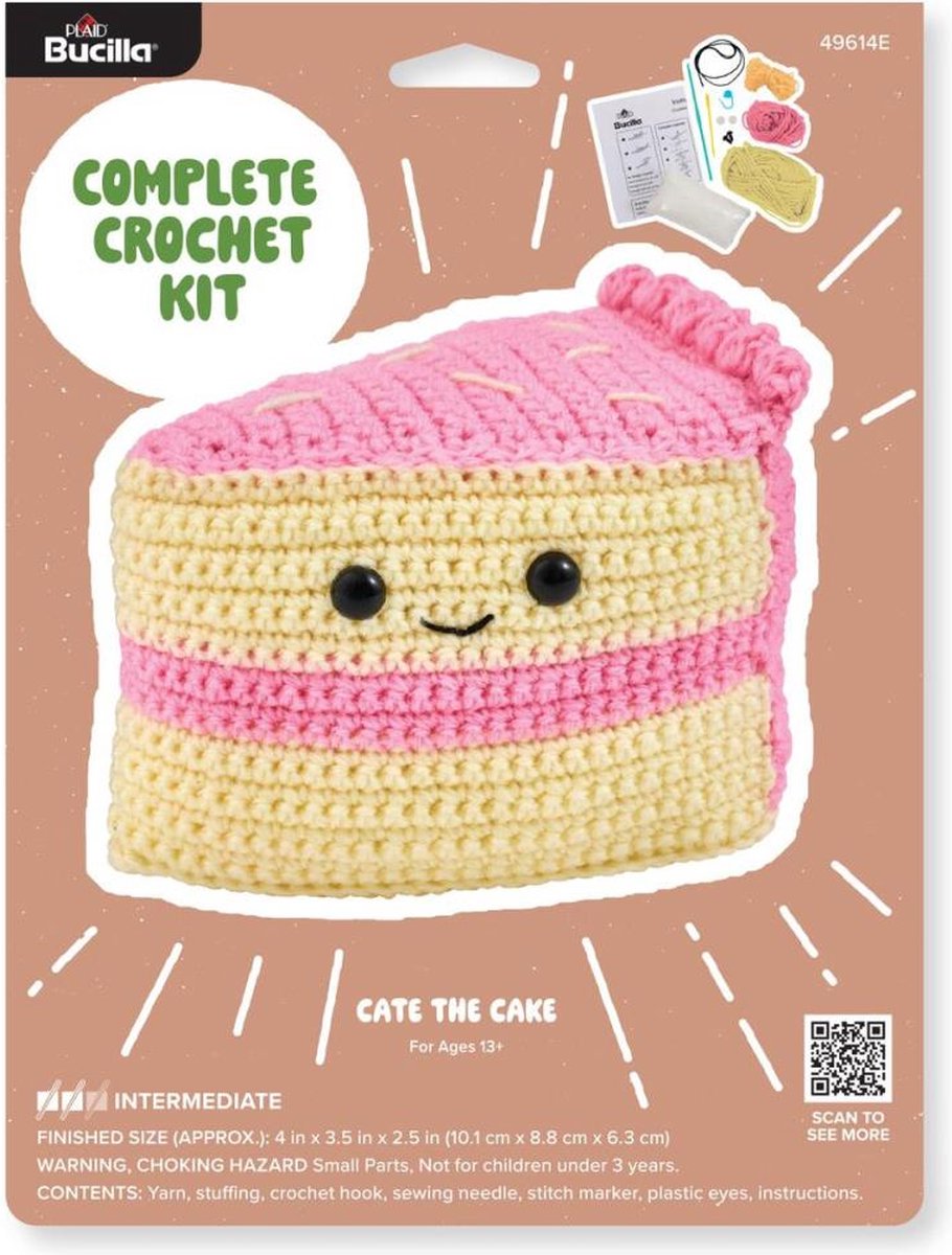 Plaid Bucilla - haakset Cate the cake - taart - 49614E