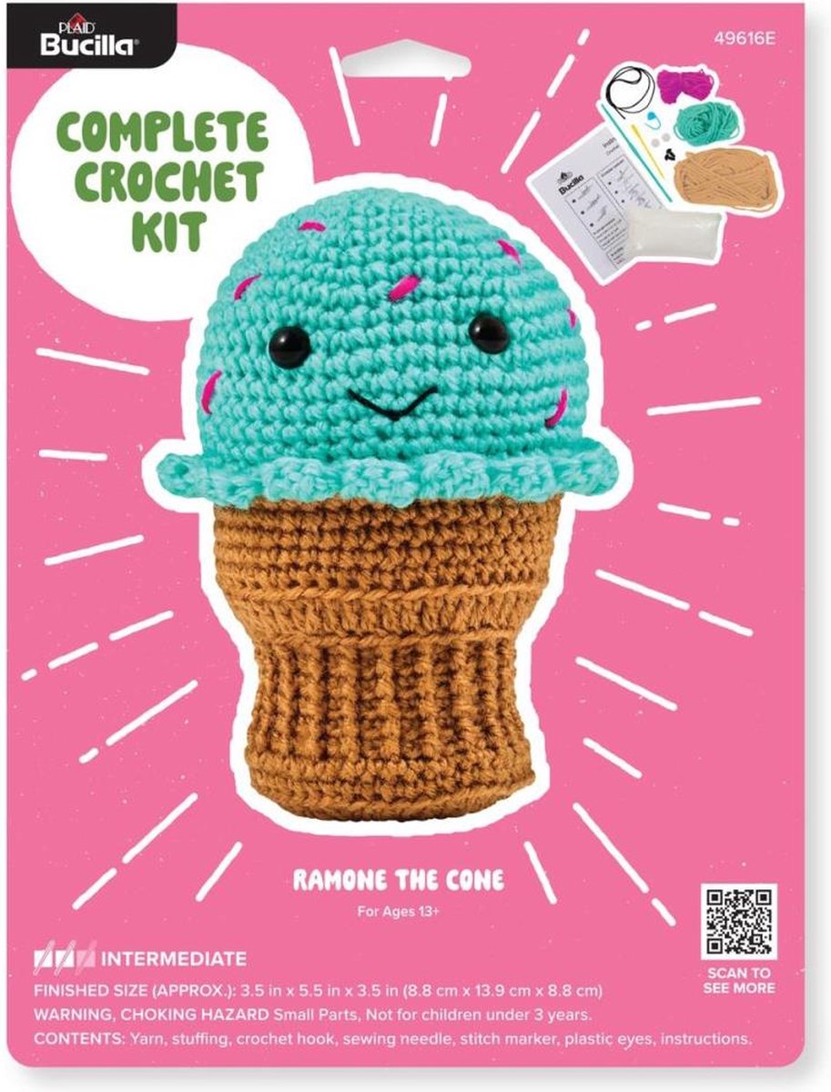 Plaid Bucilla - haakset ijsje - Ramone the cone - Amigurumi Kit - 49616E
