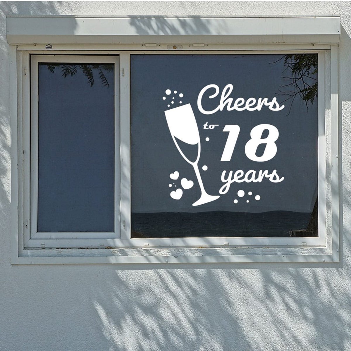 Cheers to 18 years – de perfecte raamsticker voor jouw verjaardag of jubileum - Rood - 45-x-45-cm 45 x 45 c