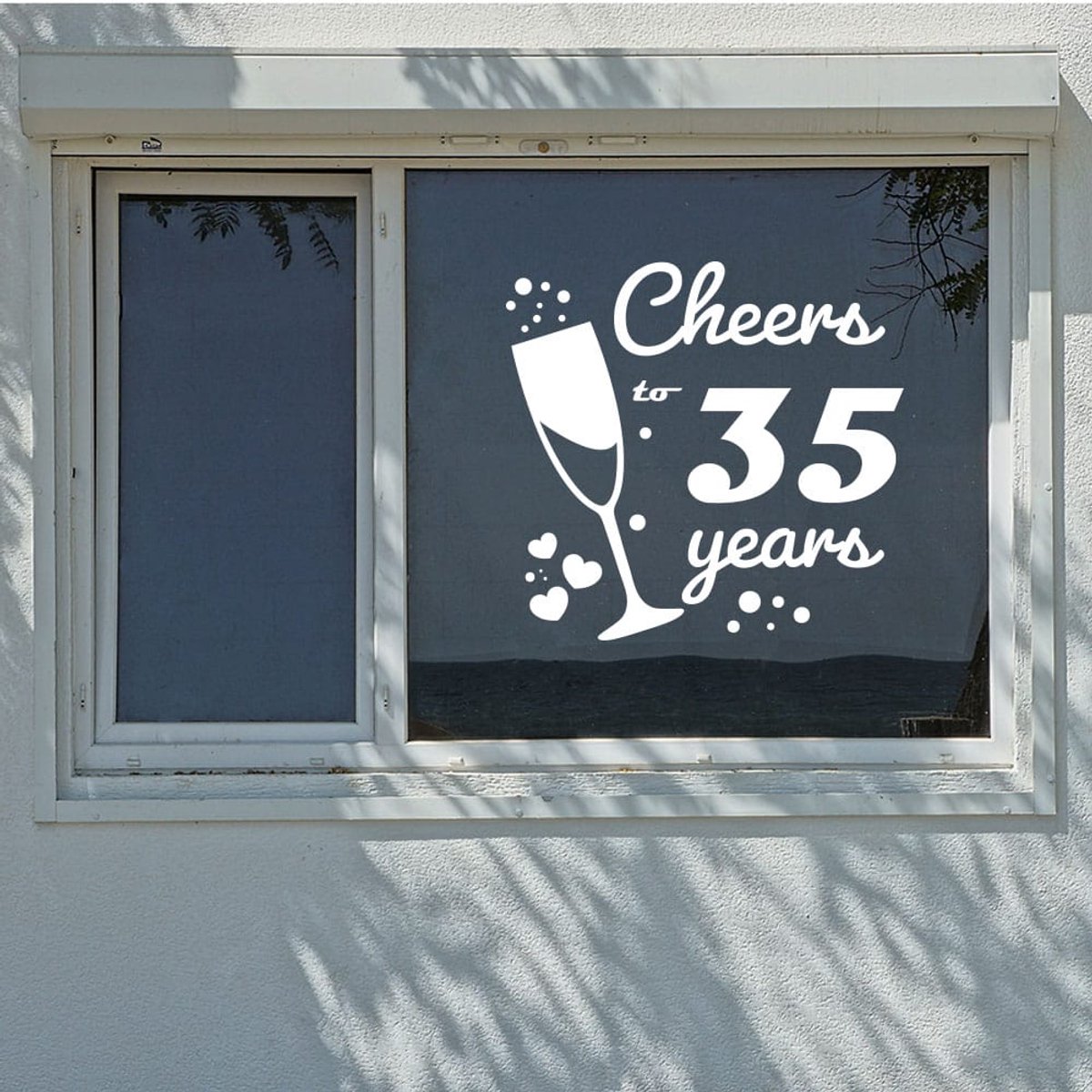 Cheers to 35 years – de perfecte raamsticker voor jouw verjaardag of jubileum - Zwart - 60-x-60-cm 60 x 60 c