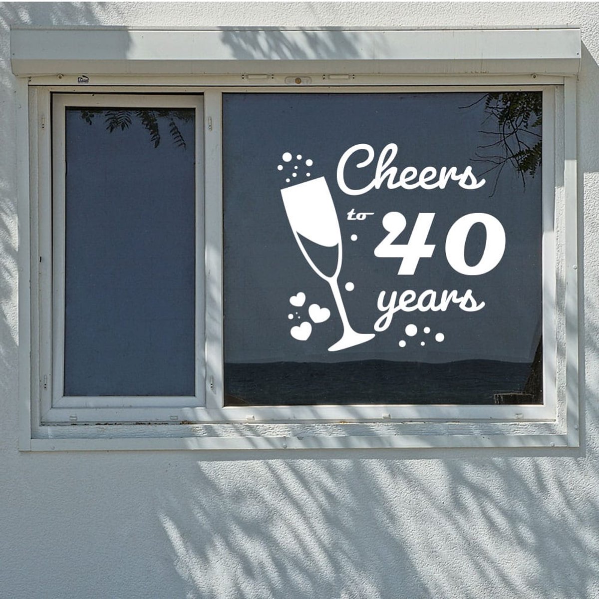 Cheers to 40 years – de perfecte raamsticker voor jouw verjaardag of jubileum - Donker grijs - 40-x-40-cm 40 x 40 c