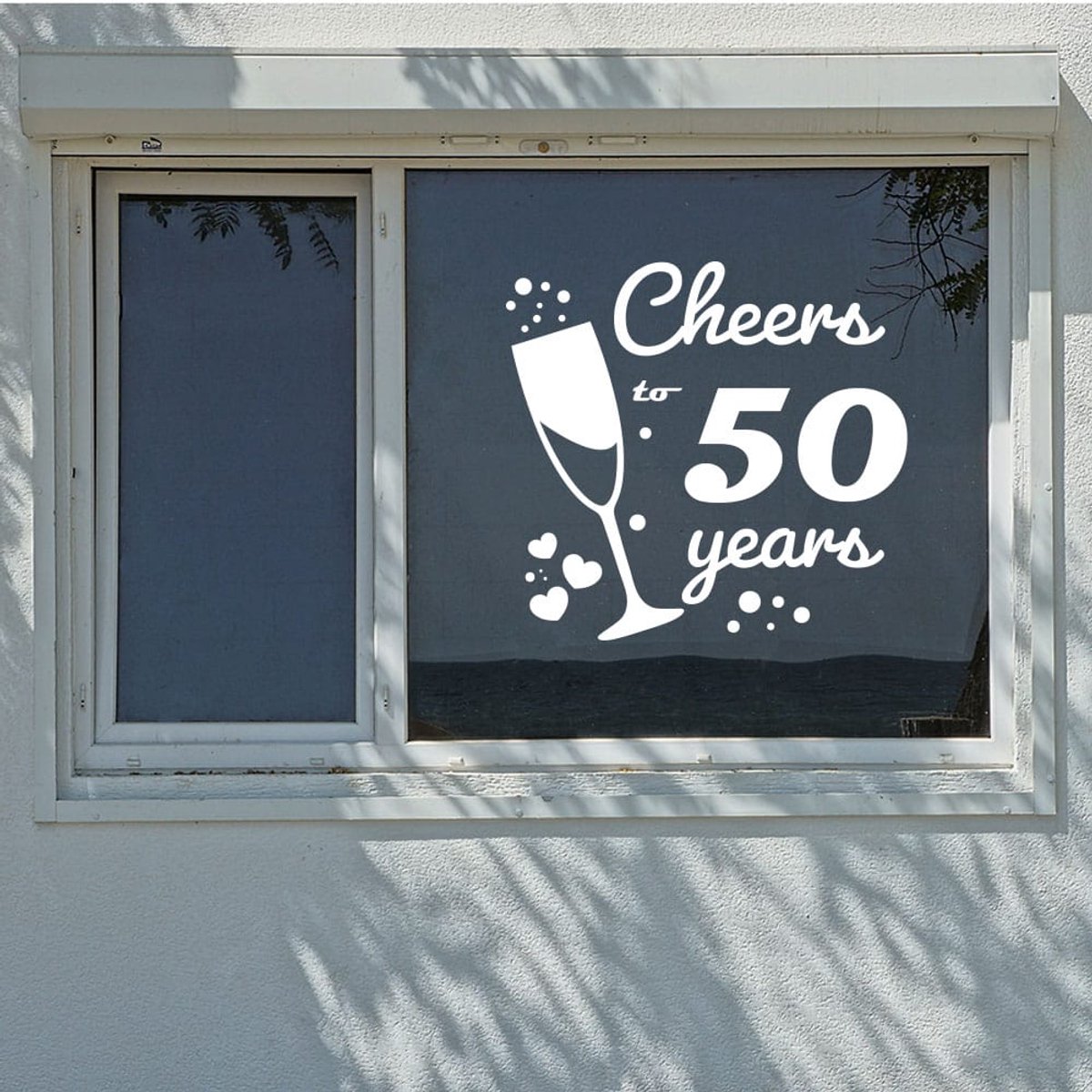 Cheers to 50 years – de perfecte raamsticker voor jouw verjaardag of jubileum - Zwart - 35-x-35-cm 35 x 35 c