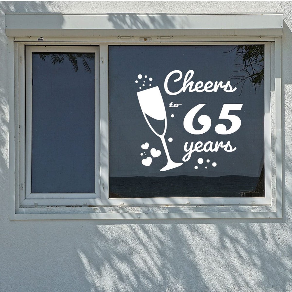 Cheers to 65 years – de perfecte raamsticker voor jouw verjaardag of jubileum - Wit - 50-x-50-cm 50 x 50 c