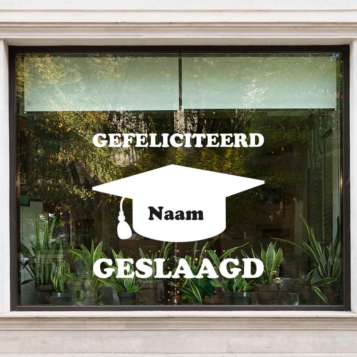 Gefeliciteerd geslaagd sticker met naam - Blauw - 20-x-20-cm 20 x 20 c