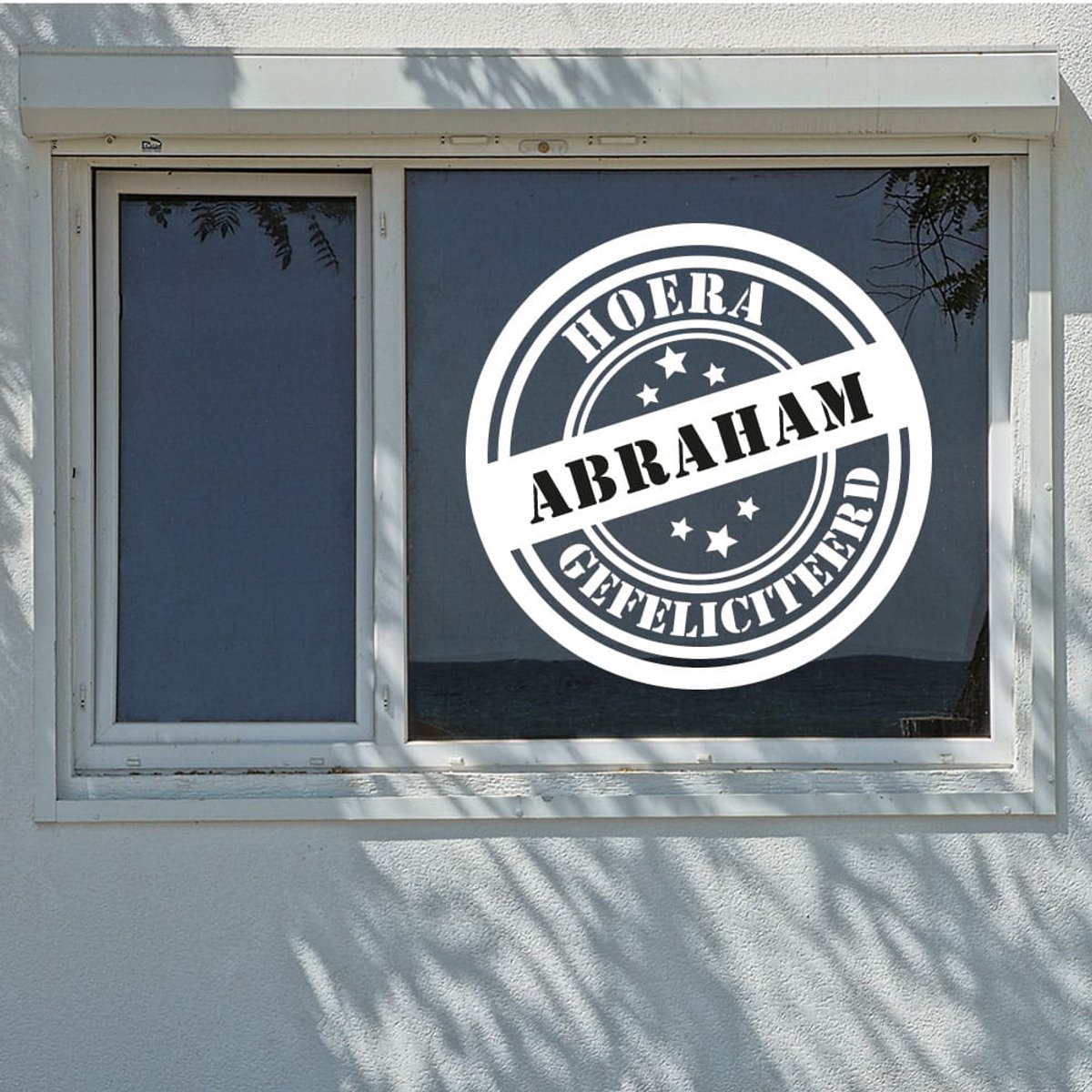 Raamsticker Hoera 50 jaar - Blauw - 45-x-45-cm 45 x 45 c