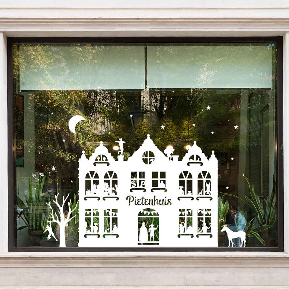 Raamsticker Pietenhuis - Blauw - 300-x-240-mm 300 x 2