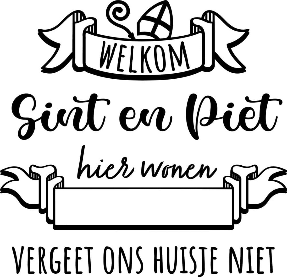 Raamsticker Sint en piet welkom meer - Zwart - 30-x-30-cm 30 x 30 c