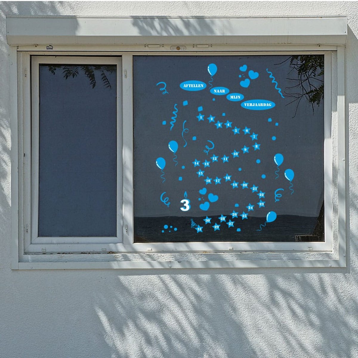 Verjaardag aftelkalender Herbruikbare raamsticker - Zwart - ONESIZE