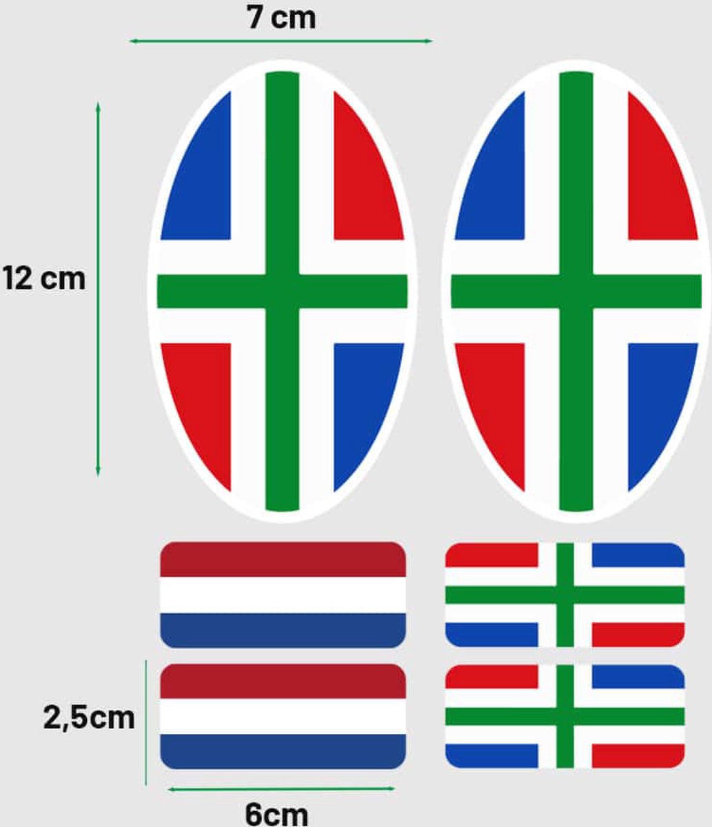 Groningse vlag stickers auto - UV - en Waterproof