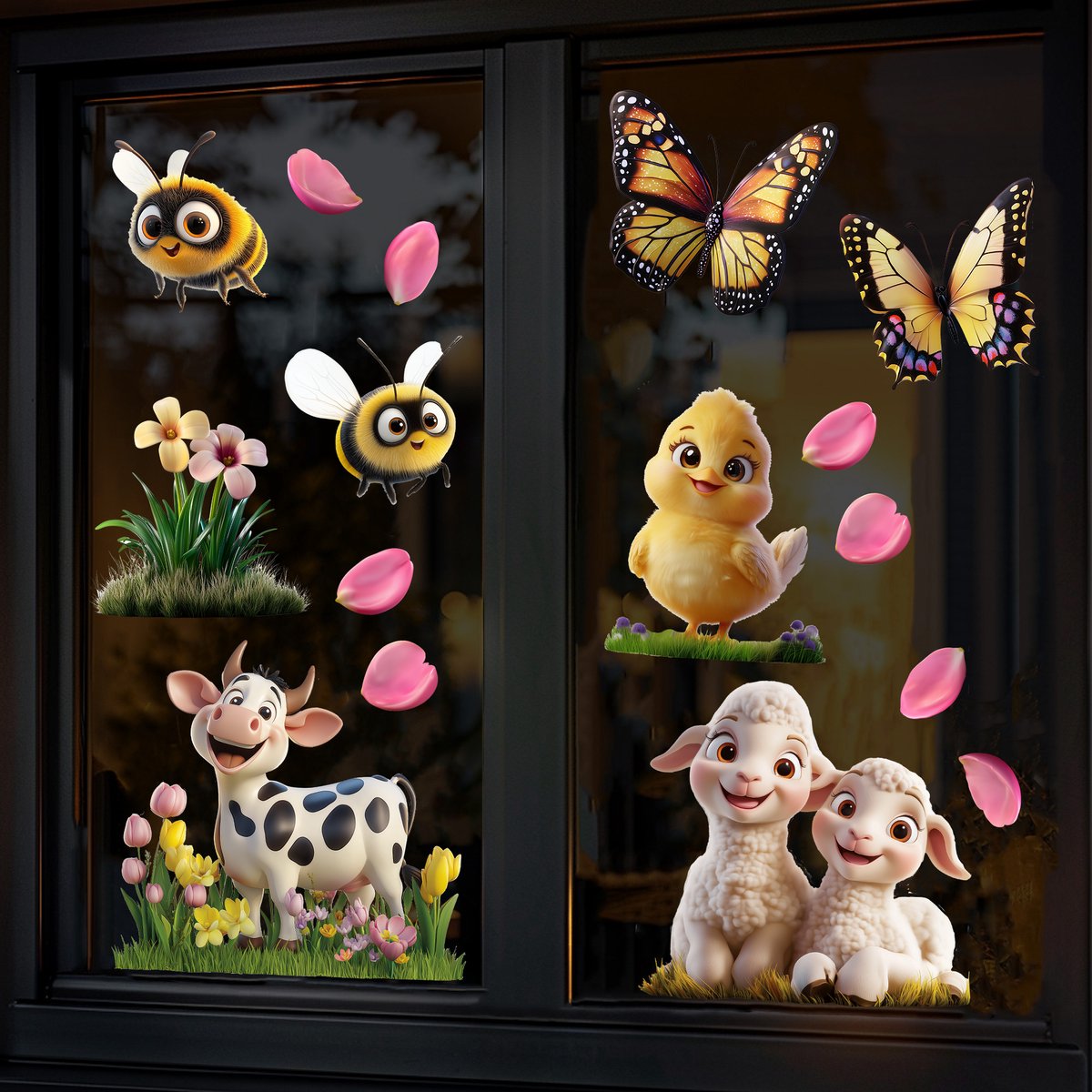 Raamstickers Voorjaar SMALL set – Statische herbruikbare voorjaar stickers