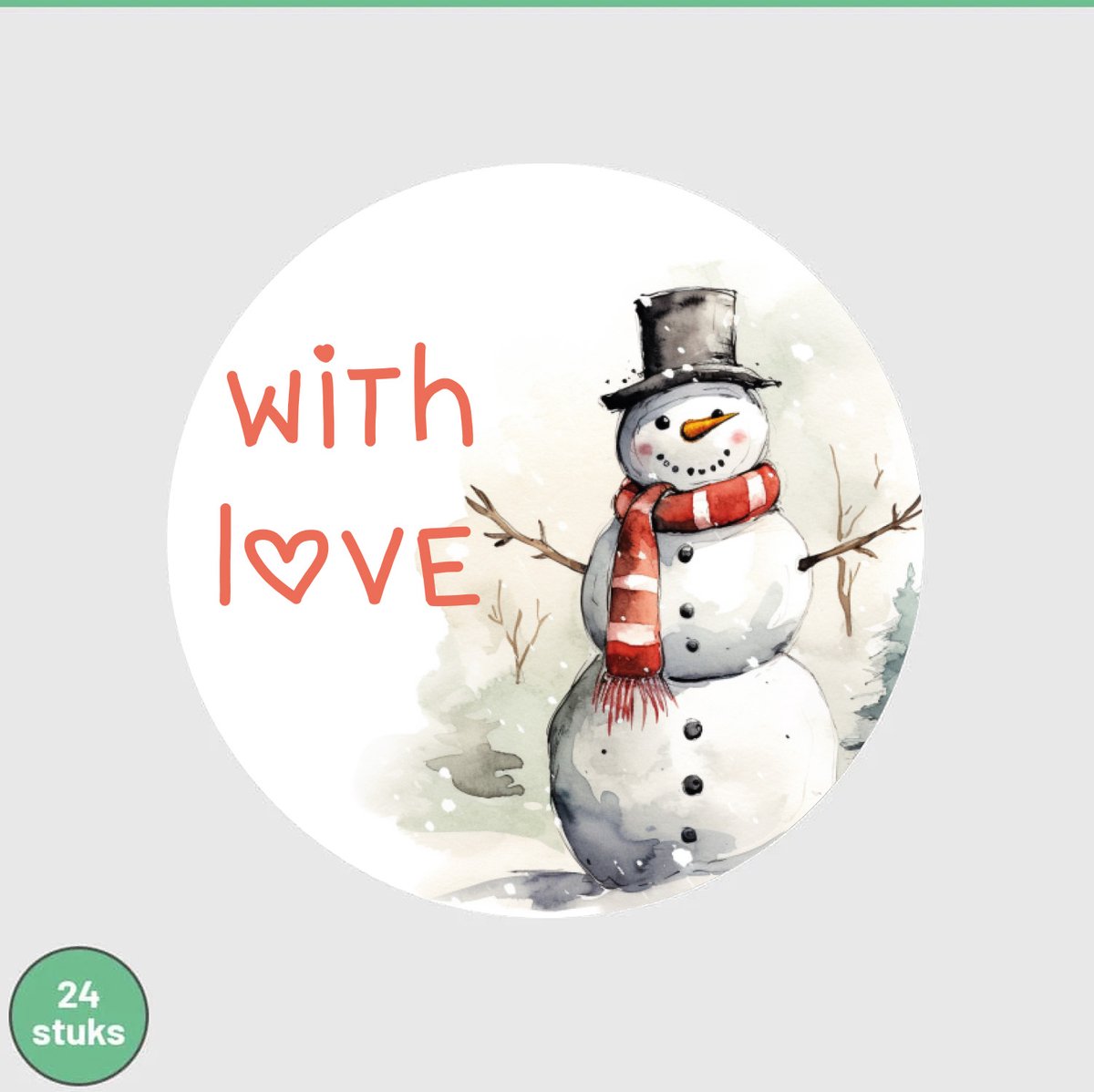 Sluitstickers / Cadeaustickers Kerst 24 stuks - With Love