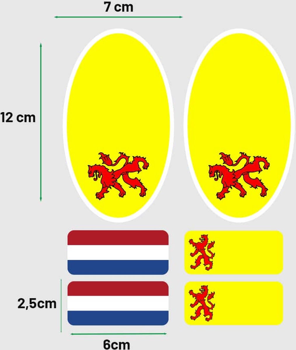 Zuid-Hollandse vlag stickers auto – Set met 6 autostickers