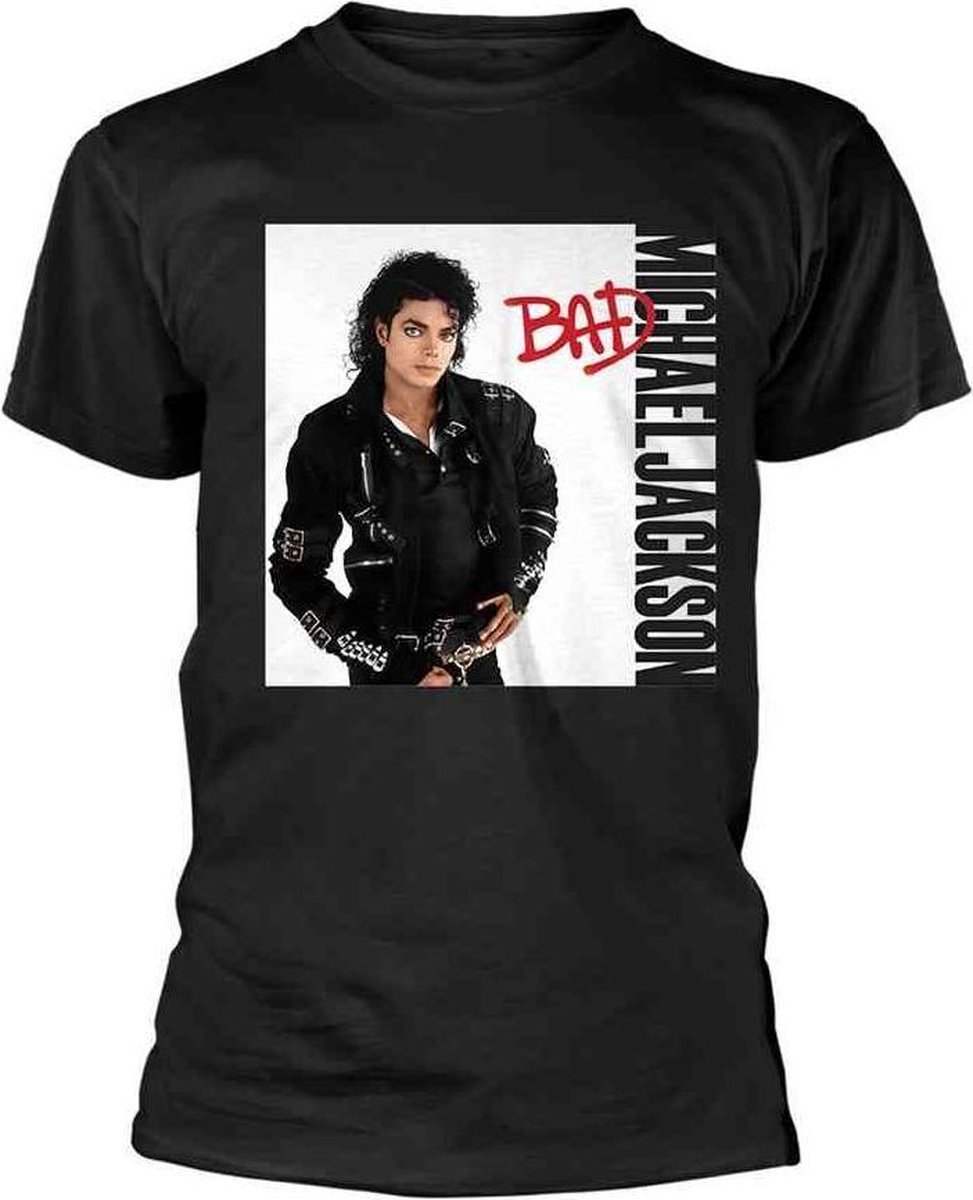 Michael Jackson Heren Tshirt -M- Bad Zwart