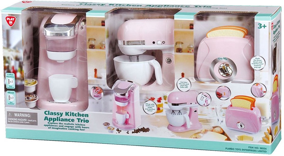 Koffiemachine, broodrooster en mixer - roze.